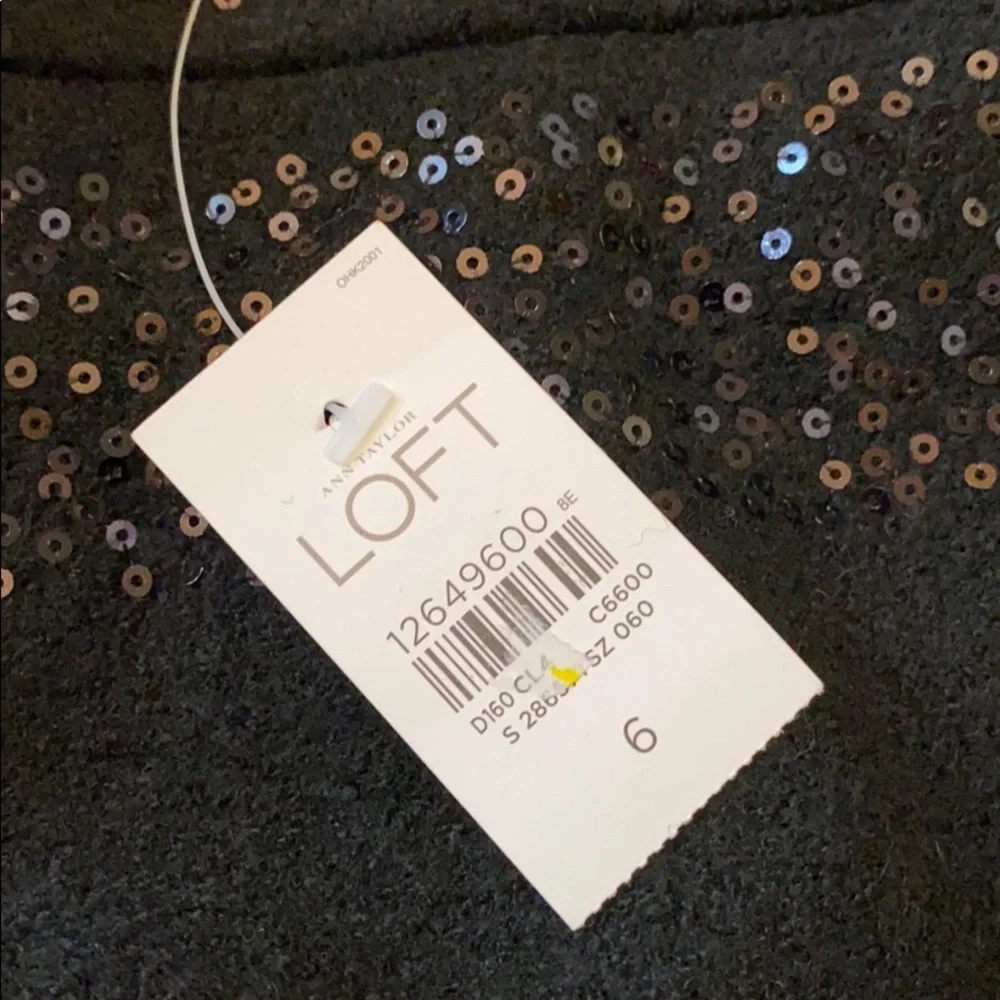 Ann Taylor loft black sequin skirt size 6 NWT - Picture 2 of 5